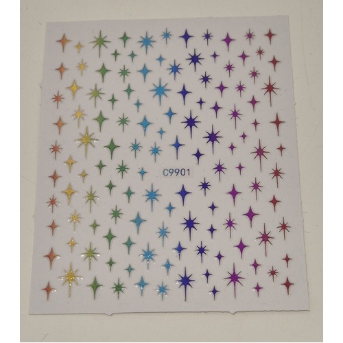 Nail Stickers - stars rainbow colour