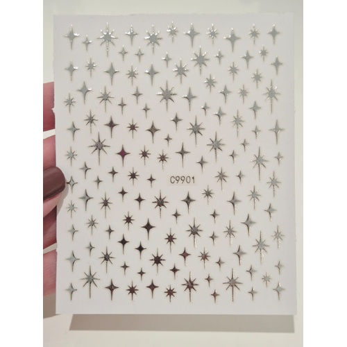 Nail Stickers - stars silver colour